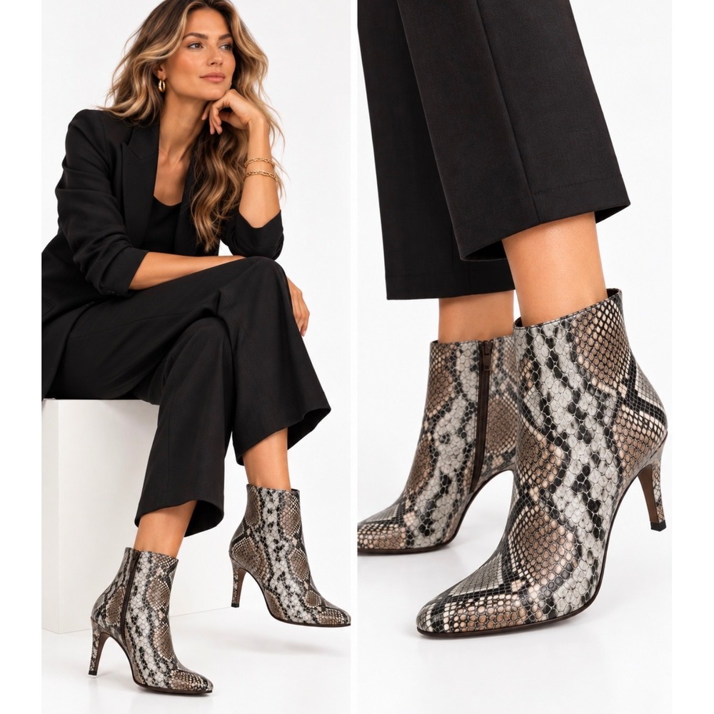 AGL Attilio Giusti Leombruni Snakeskin Leather Ankle Boots Size 37.5/ US 7.5